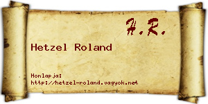 Hetzel Roland névjegykártya